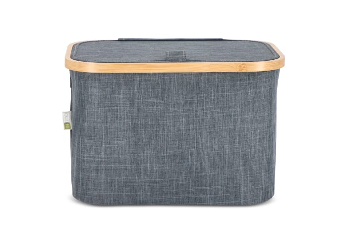 Panier pliant rPET personnalisable avec couvercle Sogne Gris foncé